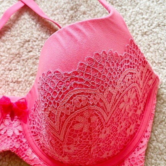 Victorias Secret Very Sexy Pushup Pink Bra 32DDD Lined Demi Underwire Plunge - Picture 4 of 7